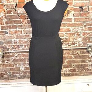 BCBGeneration Fitted Black Lace Panel Dress